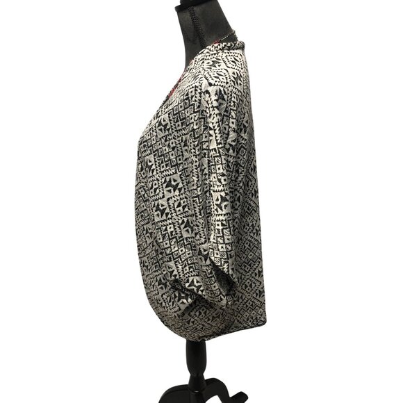 Xhileration Cardigan Womens Size Medium Black White Aztec Open Front Sweater - Picture 3 of 6